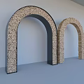 Two Textured Stone Door Arches With Modern Design On Grey Background