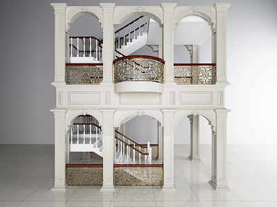 European Roman Column Roman Column Stairs 3d model