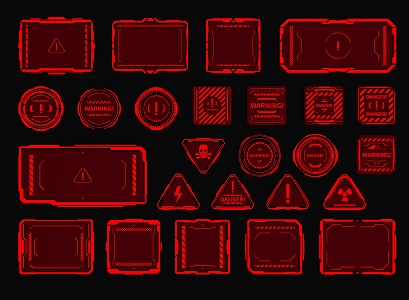 Sci-tech elements Sci-tech circuit alarm interface Sci-tech circuit danger prompt interface 3d model