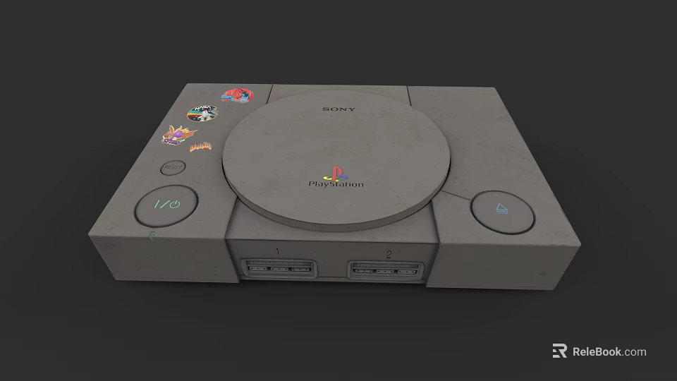Sony PlayStation Classic Entertainment Console With Retro Design And Stickers 3d model 