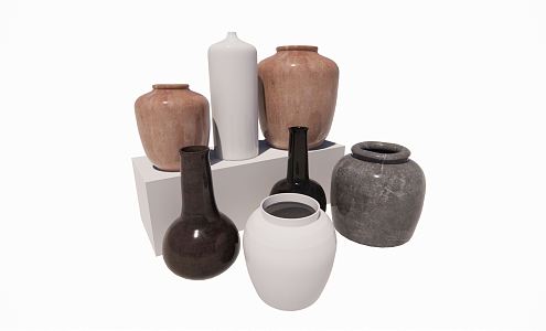 Modern Pottery Pottery Pot Bottle Pot Craft Pottery Pot Vase Ornaments 3d model