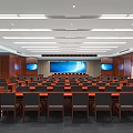 Spacious Conference Room Interior Design With Organized Seating And Large Screen 3d model