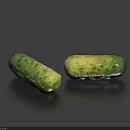 Two Fresh Green Cucumbers With Textured Surface On Dark Background