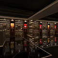 Luxury Tobacco And Alcohol Store Interior With Glass Display Shelves Wine Racks And Mirrored Floors