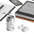 Stylish Ornamental Decor Collection With Open Notebooks Skateboard White Hat Books And Phone