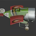 Handmade Toy Airplane With Green Body Red Wings And Rotating Propeller Craft Design