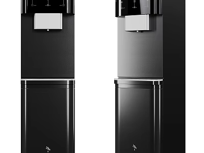 Black and Silver Vertical Water Dispensers With Modern Design And Storage Compartments 3d model