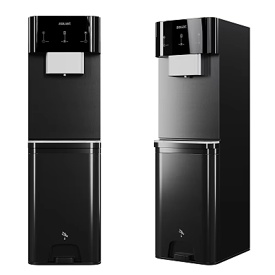 Black and Silver Vertical Water Dispensers With Modern Design And Storage Compartments 3d model