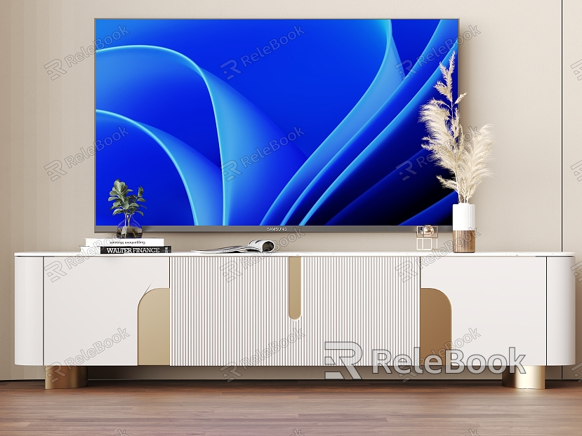 Cream wind TV cabinet TV model