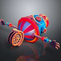Vibrant Mechanical Motorcycle Featuring Circular Components And Unique Wheel Design With Mechanical Arms 3d model