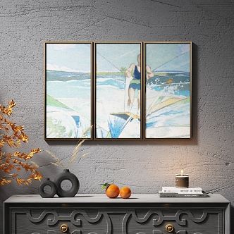 Modern Simple Light Luxury Abstract Painting Decorative Painting Art Painting Hanging Painting 3d model