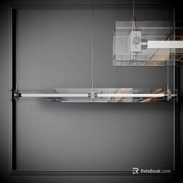 Modern Linear Chandelier With Sleek Metal Structure And Glass Elements For Interior Space 3d model