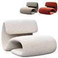Modern Single Sofa With Curved Design Soft Upholstery In Gray And Orange For Living Room