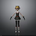 Anime Style Character With Orange Hair Black White Dress Gloves And Hair Accessories