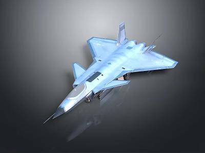 Modern Silver Fighter Jet 3D Model With Shiny Surface And Side View 3d model