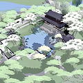 New Mountain Park Bamboo Forest Secret Realm Ancient Architecture Courtyard 3d model