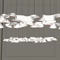 Modern White Wavy Chandelier With Flowing Curved Shapes In Interior Space