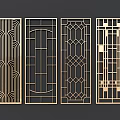 Decorative Metal Room Dividers Featuring Various Geometric And Wave Line Patterns 3d model