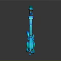 Artistic Blue Curved Sculpture Carving With Fantasy Flowing Shapes And Intricate 3D Details