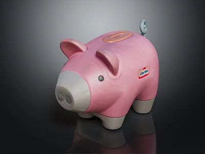Sweet Pink Pig Shaped Piggy Bank With Gray Hooves And Pink Snout 3d model