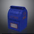 Blue U.S. Mail Mailbox With LETTERS And U.S. MAIL Text Design 3d model
