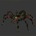 Detailed 3D Render of Spider With Red Glowing Legs and Dark Body