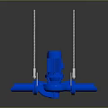 Blue Industrial Equipment With Motor White Support Rods And Pipe Connections
