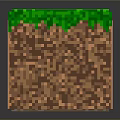 Cartoon Style Pixel Art Grass Block With Green Top And Brown Dirt Texture