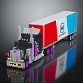 Electric Toy Truck Building Block Style With Colorful Container Red Blue White And Purple Wheels
