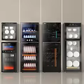 Modern Black Glass Door Kitchen Appliances With Storage For Dishes And Bottles