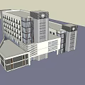 Modern Hospital Building With Glass Facade Multiple Floors And Red Cross Symbol