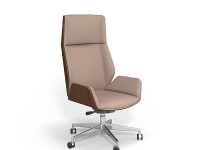 Light Brown High Back Office Chair With Armrests Metal Base And Wheels 3d model
