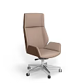 Light Brown High Back Office Chair With Armrests Metal Base And Wheels 3d model