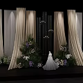 Decorative Ornament Combination With White Dress Model Flower Bouquets Green Plants Beige Curtains And Chandeliers