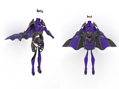 Purple Fantasy Outfit With Cape And Decorative Shoulder Design Details 3d model
