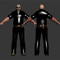 Two Bald Male Characters 3D Design With Red Arms Black Shirt Front Back View