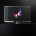 Elegant Modern Television Displaying Colorful Butterfly With Glowing Wings And Branches