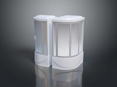 Modern White Transparent Storage Cabinets With Sleek Design And Smooth Surface 3d model
