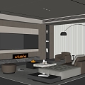 Modern Italian Style Living Room Italian Style Light Luxury Living Room Leather Sofa TV Background Wall Sofa Coffee Table Combination Horizontal Hall Floor Lamp Leisure Chair Italian Style Coffee Table 3d model