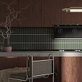 Modern Open Plan Dining And Living Room With Dark Wood Island And Cozy Home Decor