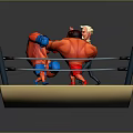 Game Movie Characters Fighting In Wrestling Ring With Referee And Red Muscular Figures