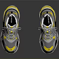 Gray Yellow And Black Sneakers With Chunky White Sole Stylish Contrast Accents Modern Casual Design