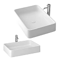Modern White Washbasins in Various Shapes with Silver Faucets for Bathroom Design