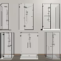 Various Modern Shower Systems With Glass Enclosures And Black Frame Designs