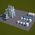 Industrial Equipment In Industrial Plant With Storage Tanks Pipelines And Towers