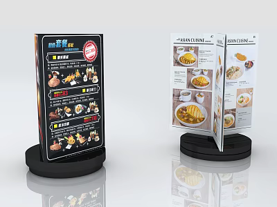 Tabletop Commercial Menu Display Equipment for Restaurants with Food Images and Cards 3d model