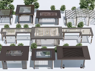 Modern Pavilion Landscape Pavilion Gazebo Four Corner Pavilion 3d model