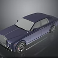 Blue Luxury Car 3D Model With Chrome Grille White Windows And Stylish Wheels