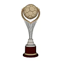 Golden Football Trophy With Silver Stand And Wooden Base Design