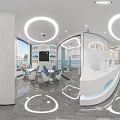 Modern Wushi Dental Clinic Interior With White Reception Desk And Marble Floor